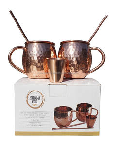 Taza de mula de Moscú martillada segura para alimentos de cobre con pajita perfecta para taza de agua de cerveza de cóctel y todo tipo de bebidas - Product Image 4