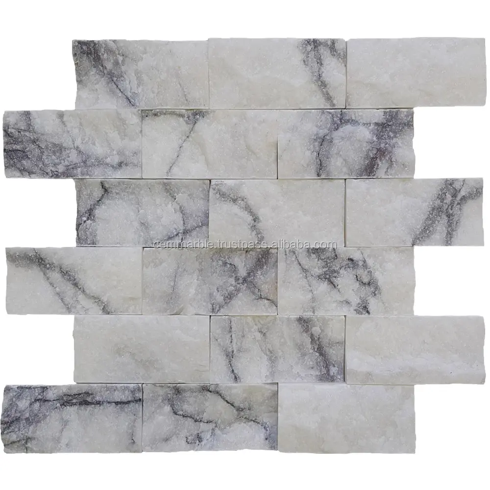 High Quality Turkish Milas Lilac White Marble With Black Veins Split Face Mosaic for your Home Decorations Cem -SF-56-02