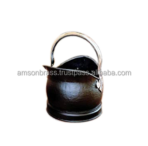 Cubo de carbón de Metal decorativo de alta calidad para el hogar Cubo de carbón de cobre antiguo con mango Accesorios para chimenea de casa - Product Image 4