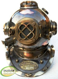 Réplica de casco DE BUCEO ANTIGUO de cobre náutico para decoración del hogar/Decoración de oficina, etc. (altura total 10 ") completamente hecho a mano. - Product Image 3