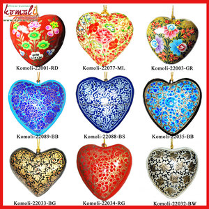 Red Heart Christmas Ornaments Wholesale Paper Mache Hanging Decorations for Holiday <b>Tree</b>, Gift Tag, or Seasonal Home Decor - Product Image 6