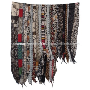 Estola de seda Reversible Vintage hecha a mano para mujer India Sari bufanda chal Dupatta cuello abrigo largo estilo liso mano puntada Revers - Product Image 3