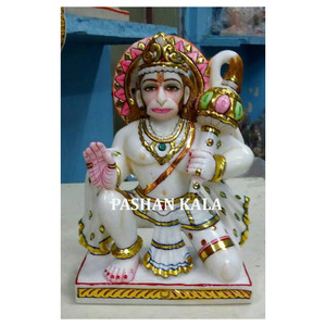 Exclusive Classic Marble Beautiful Sitting Hanuman Statue - Product Image 1