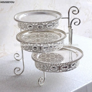 ที่วางเค้กเงิน2ชั้นสำหรับงานแต่งงานงานวันเกิดทำจากโลหะสำหรับตกแต่งบ้านผลิตในคุณภาพระดับพรีเมียม - Product Image 4