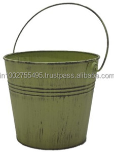 Maceta Grande de Metal Galvanizado Naranja Clásica para Jardín, Mini Maceta Decorativa, Marca IHA - Product Image 3