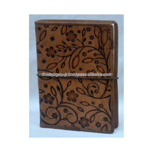 Agenda en cuir véritable vintage fait à la main avec un motif de feuille en relief, organiseur rechargeable, carnet avec plusieurs options de papier - Product Image 5