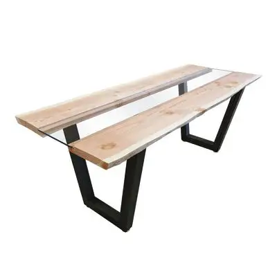 승인되는 공장 긴 테이블 자연적인 Finis 테이블 금속 & 나무로 되는 테이블