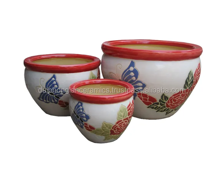 morden indoor ceramic pot with flower design