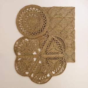 Tapis en jonc de mer rustique de 120 cm pour la cuisine, motif floral, tissé à la main, en paille, en jacinthe d'eau, pliable, adapté aux animaux domestiques - Product Image 4