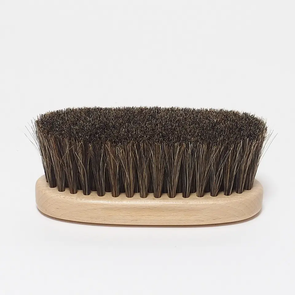 Customized Logo Household Wooden Shoe Brush Wooden Handle Horse Hair Shoe Cleaning Shoe Brush