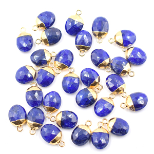 Colgante de Lapislázuli de Forma Ovalada con Argolla Dorada, Joyería de Moda para Manualidades con Plata de Ley, Latón y Cobre - Product Image 1