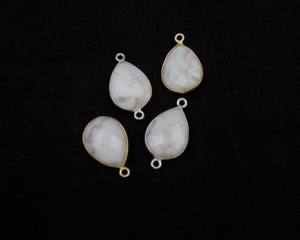 Lunette de bijoux vintage faits à la main 12x16mm en forme de poire jaspe pierre précieuse à facettes naturelles plaqué or Boho connecteur pierre de naissance pour - Product Image 6