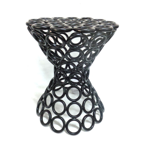 Tabouret d'appoint en métal design en fer forgé noir mat - Product Image 1