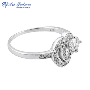 Encantador anillo de plata de ley elegante para mujer, regalo de joyería elegante CZ blanco caro para bodas, accesorio elegante para dedos - Product Image 2