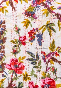 Bird Printed Kantha Quilt Handmade Quality Kantha Quilt Handblock Printed Quilt - Product Image 5