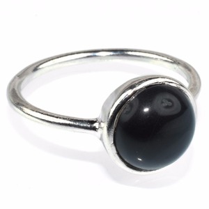 Bague ronde amusante en argent Sterling 925 noir Onyx, bijoux en argent, bijoux en argent avec pierres précieuses - Product Image 1