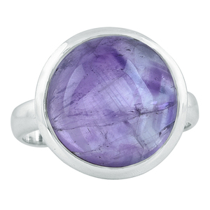 Bague ronde en argent sterling 925 avec pierres précieuses en améthyste violette Bijoux Bague à la mode plaquée argent pour cadeau, fête pour unisexe - Product Image 1