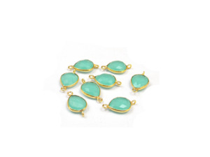 Attrayant Aqua Calcédoine Pierres Précieuses Plaqué Or Bijoux Connecteur de Lunette - Product Image 3