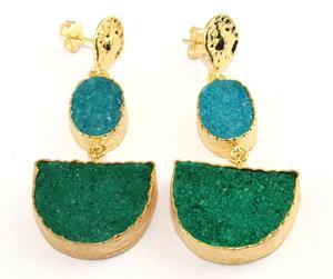 Pendientes de compromiso para mujer, joyería a la moda, color verde y azul cielo, colgantes de gota, diseño bohemio, aretes llamativos - Product Image 4