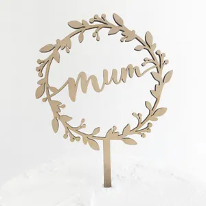 Mum Wreath Cake Topper Acrylic Cake Topper For mom's Birthday or Mather&quot;s Day