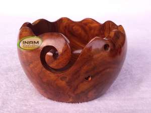 INAM HANDICRAFTS Best quality sheesham wood handmade wooden yarn storage <b>bowl</b> / Crochet accessories / hand carved - Product Image 2