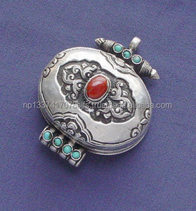 Pendentifs tibétains en forme de cœur Ghau - Product Image 5