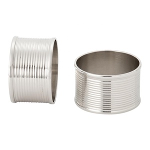 Elegant <b>silver</b> napkin <b>rings</b> <b>set</b> of 2 with ribbed design perfect for dining table decor weddings parties and daily use - Product Image 1