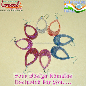 Boucles d'oreilles multicolores en résine fine, style Vintage, personnalisé, 1 paire - Product Image 3