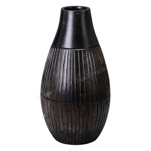 Florero de madera maciza hecho a mano de diseño antiguo más vendido, lo último en madera tallada decorativa, suministro a granel, precio directo ofrecido - Product Image 1