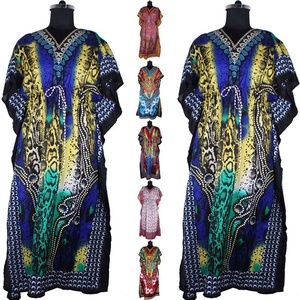 Vente en Gros Longs Caftan Dernières Robes Design Main Bloc Impression Caftan Fait Main Caftan Indien Abaya Kaftan Caftan Arabe Jalabiya Dubaï - Product Image 2