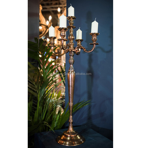 New Arrival 5 Arm Metal Candelabra Shiny Copper Plated for Wedding Christmas Party <b>Decoration</b> Floor Candelabra - Product Image 2
