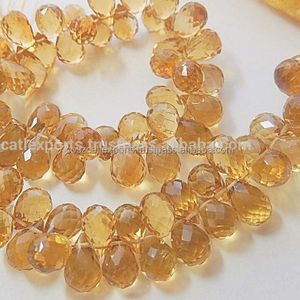 ลูกปัดอัญมณีสีส้มขนาด8-9มม. ทรงหยดน้ำสีมะนาวกึ่งมีค่า - Product Image 1