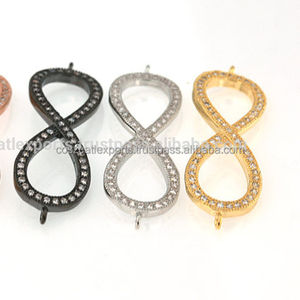 เชื่อมเพชรสวิส Micro Pave ด้านข้างเชื่อมต่อลูกบาศก์เพทายเครื่องประดับค้นพบ - Product Image 1