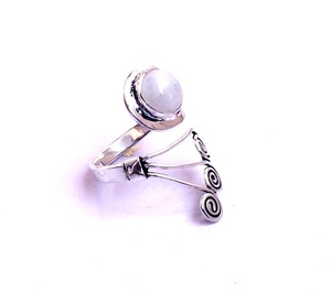 Anillo de Latón chapado en plata clásico y bohemio unisex, joyería con incrustaciones de piedra lunar arcoíris para aniversario, piedras preciosas naturales - Product Image 1