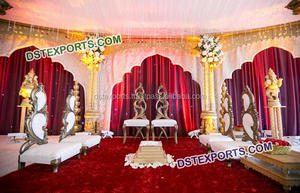 Bollywood Style Wedding Mandap Chairs Set Latest Indian Wedding Mandap Chairs Wedding Wooden Mandap Chairs Set - Product Image 5