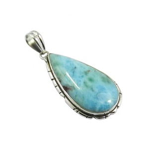 Cher Vintage mode beaux pendentifs et breloques naturel Larimar pierres précieuses en argent Sterling 8 Gm femmes fête porter des bijoux - Product Image 1