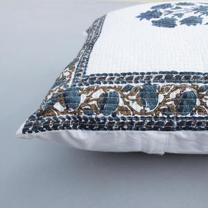 Boutta florale matelassé main bloc coton lin décoratif Boho 40X40CM carré housse de coussin - Product Image 2