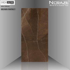 กระจกพอร์ซเลนขัดเงา600X1200มม. สีเทาเข้มที่น่าสนใจเสร็จสิ้นกระเบื้องพื้นผิวเคลือบมันวาวสูงเพื่อตกแต่งการตกแต่งภายในโรงแรม - Product Image 3