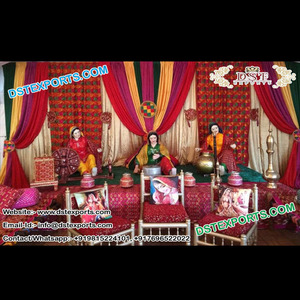 Phulkariธีมแต่งงานปัญจาบMehandiเวทีปัญจาบวัฒนธรรมMehndiตกแต่งเวทีHeenaตกแต่งเวทีกลางคืน - Product Image 1