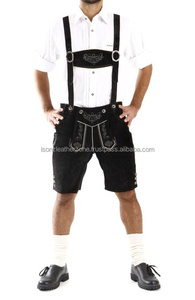 Lederhosen traditionnels autrichiens en daim noir de haute qualité avec broderie blanche, de qualité supérieure, style bavarois - Product Image 6