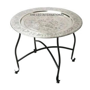 Table d'appoint marocaine en métal, meuble de salon, table basse - Product Image 1