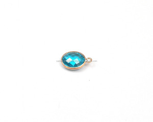 Hecho a mano de moda forma ovalada 18K chapado en oro solo doble fianza para cuarzo azul piedra preciosa bisel conector latón - Product Image 4