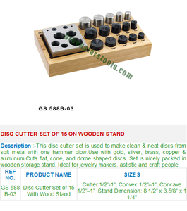 GS 588B-03 Jeu de 15 fraises à disque sur support en bois Outils et équipement pour bijoux - Product Image 2