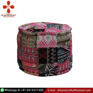Otomana Decorativa India de Estilo Bohemio, Reposapiés Tejido a Mano - Product Image 2
