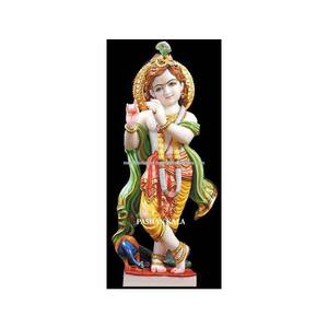 Estatua hecha a mano de Makrana, estatua de Lord Krishan Ji de mármol blanco, Estatua de la cultura india para adorar al señor Krishan Ji - Product Image 1
