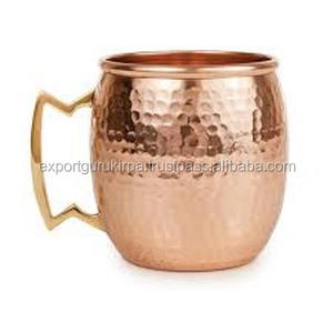 Tasse turque en cuivre massif de Moscou Mule martelée à la main 400ml Vodka Drinkware Tasse en cuivre en gros - Product Image 1