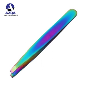 Pinzas para Cejas de Acero Inoxidable con Recubrimiento de Titanio Arcoíris, Punta Inclinada, Todos los Colores Disponibles, Herramienta de Belleza Profesional - Product Image 5