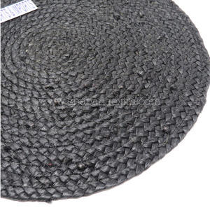 Manteles individuales redondos trenzados de yute negro personalizados, manteles individuales y manteles de mesa de comedor de estilo liso - Product Image 3
