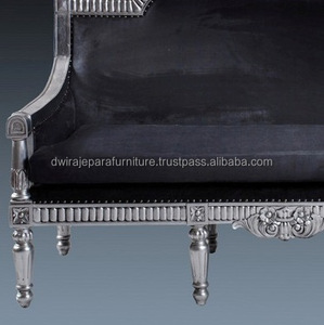 Sofá tallado clásico de madera, mueble de estilo italiano, Color plata antigua - Product Image 3