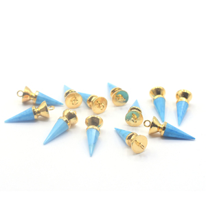 Howlite 26 đến 28 mét với Bail Spike Shape vàng mạ Mặt dây chuyền - Product Image 2